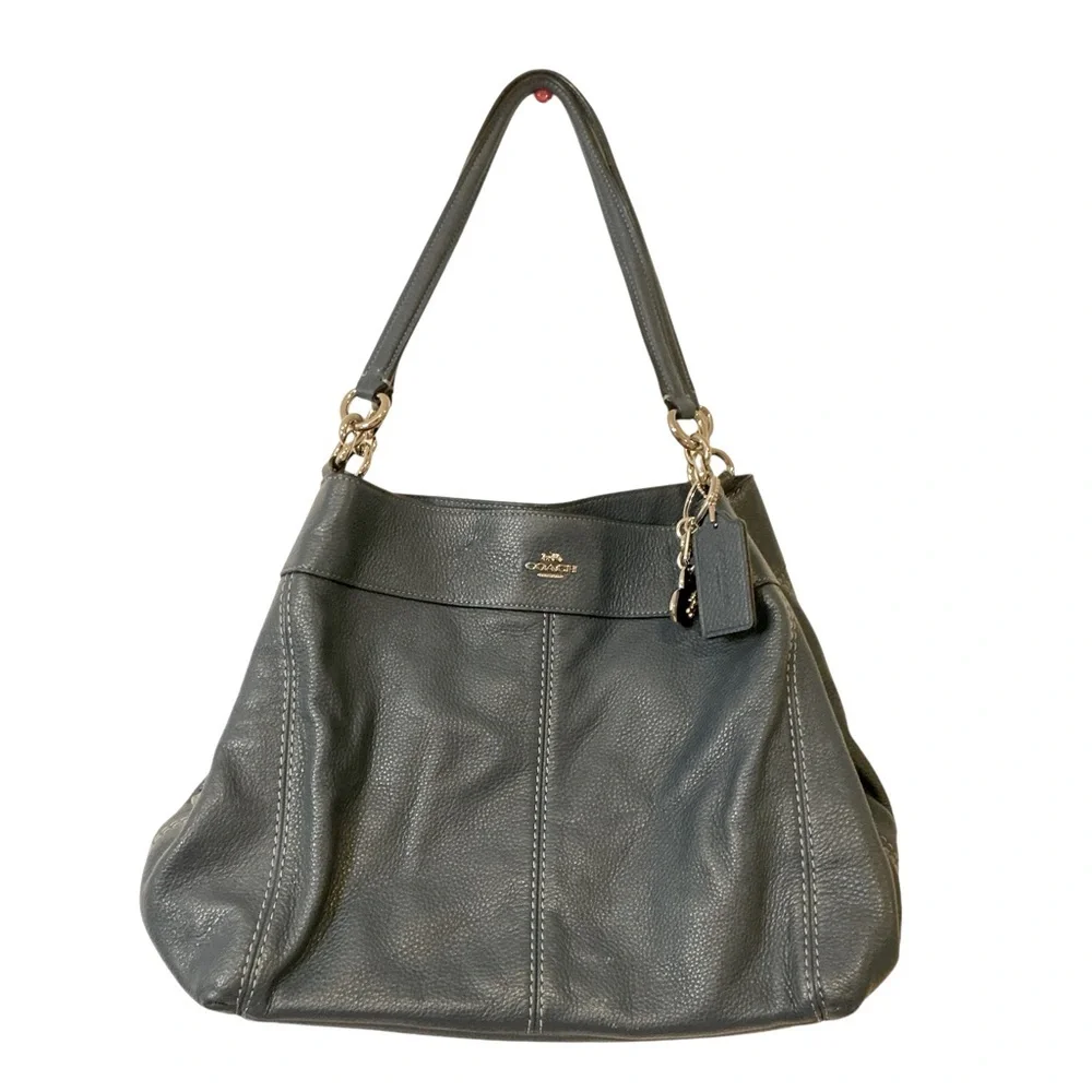 Coach Lexy F28997 Tote‎ Bag Leather Navy Blue